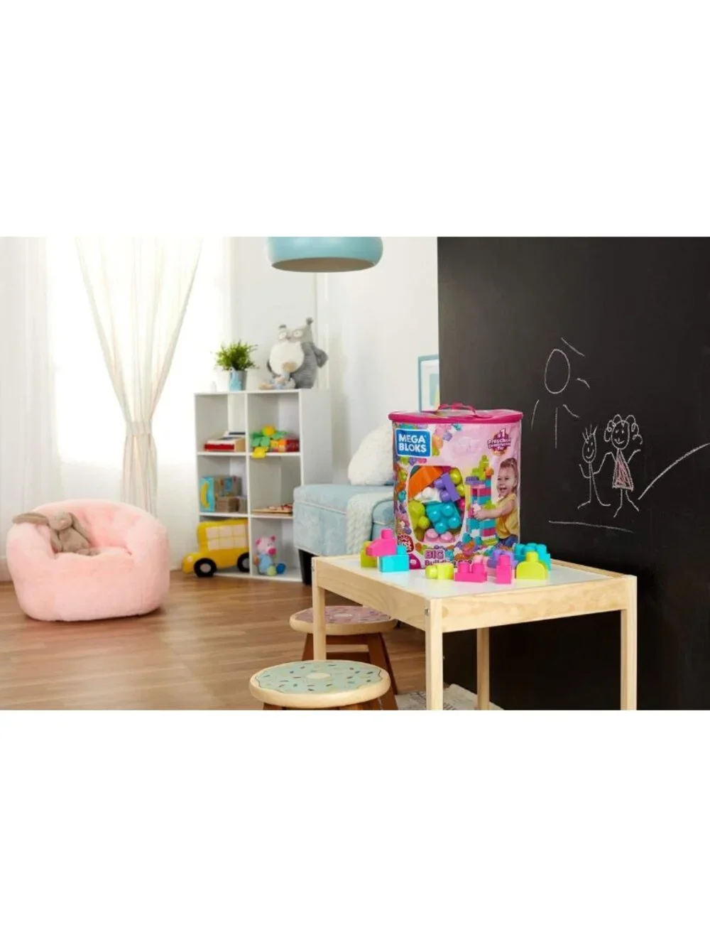 Toddler Building Blocks Set - 80-Piece Mega Bag, Pink Storage for Ages 1